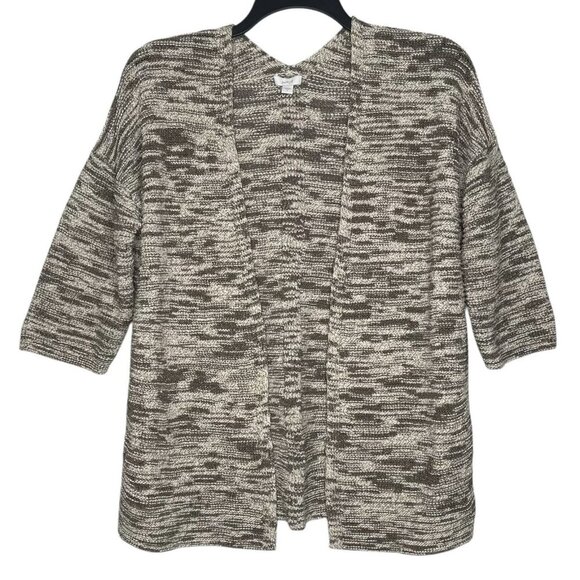 Pure J Jill Womens Cardigan Size Small Textured Stripes Open Front 3/4 Sleeves - Picture 1 of 4